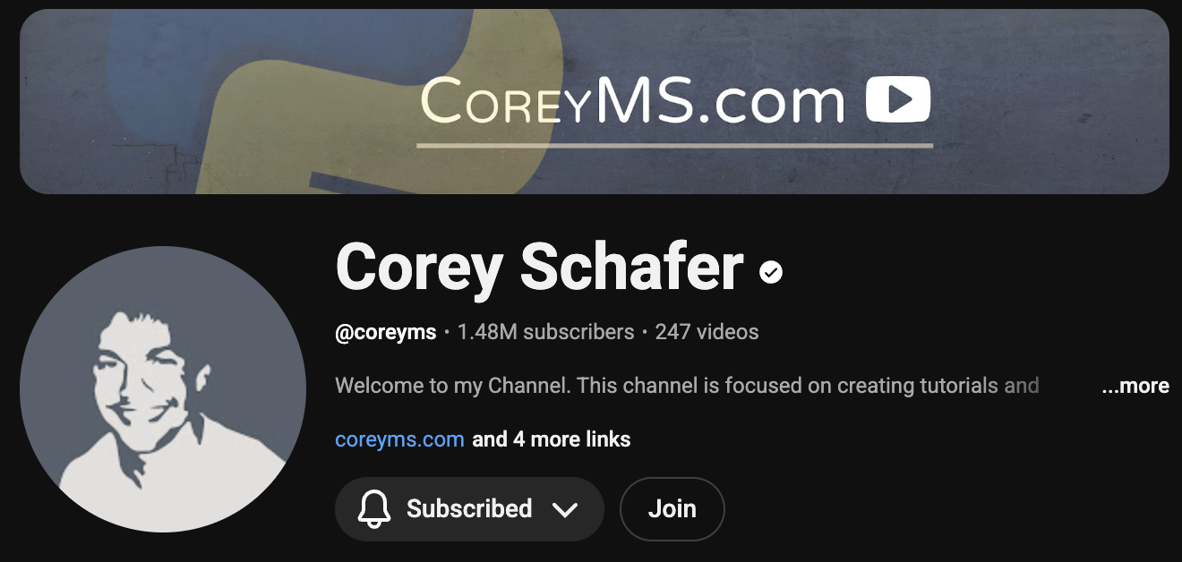 Corey Schafer YouTube Channel