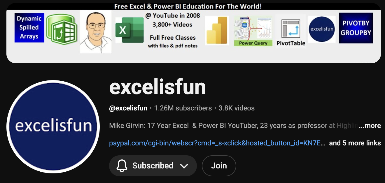 Excel Is Fun YouTube Channel