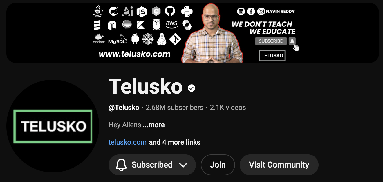 Telusko YouTube Channel